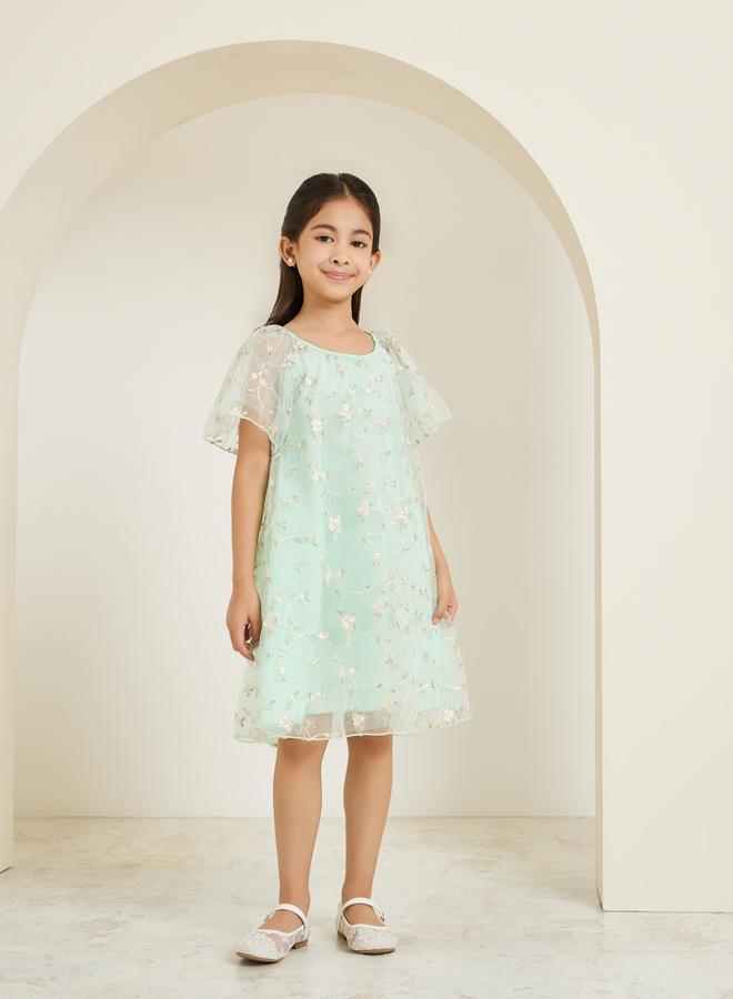 ستايلي فستان شبكي بتطريز أزهار - Image 1